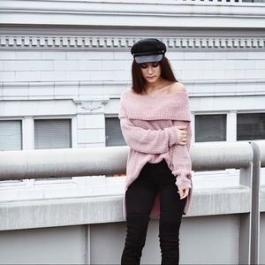 Oversized off the shoulder sweater
